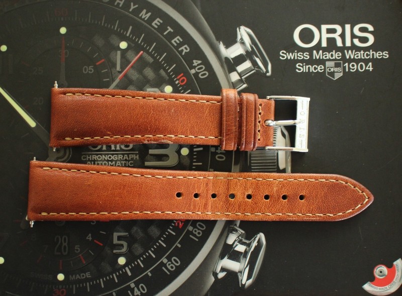 NOS 20MM TAN CALF LEATHER WATCH BAND WATCHBAND STRAP & SILVER BUCKLE FOR ORIS