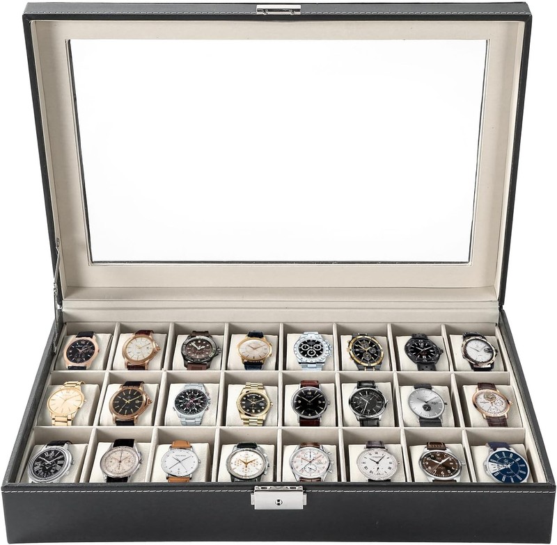 24 Slots Watch Box | Watch Case Display Organizer, Watch Display Case Jewelry