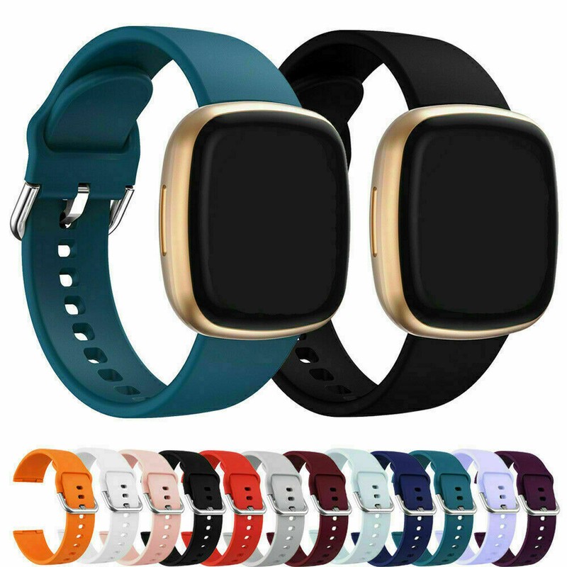 For Fitbit Versa 3 / Sense Watch Band Soft Silicone Wrist Strap Classic Buckle