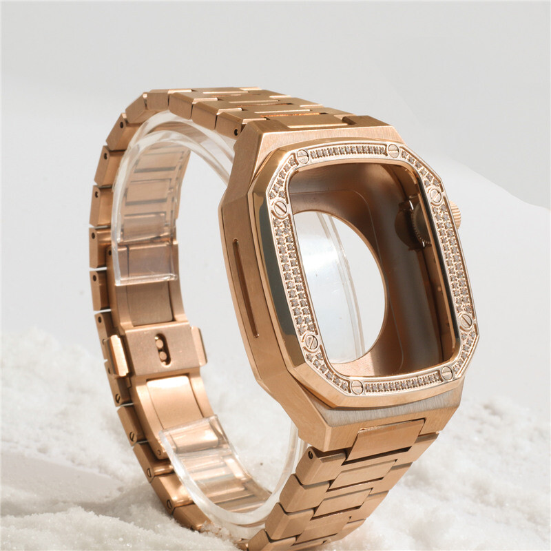 For Apple Watch Series 9 8 7 6 Bling Diamond Mod Kit Case Metal Cover Band Strap