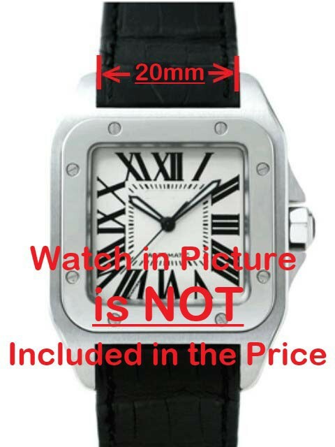 New 20mm Soft PU Rubber Strap CARTIER SANTOS 100 Medium Diver Watch Band Mix gallery