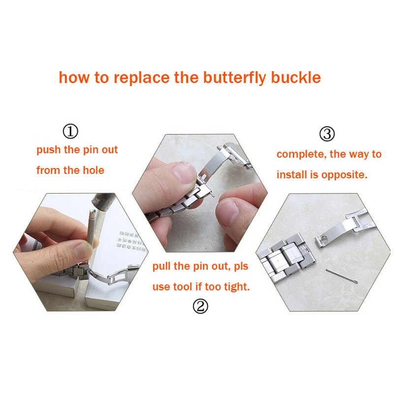 Stainless Steel Band Butterfly Buckle for Steel Strap Clasp Small Port 5mm 6mm gallery