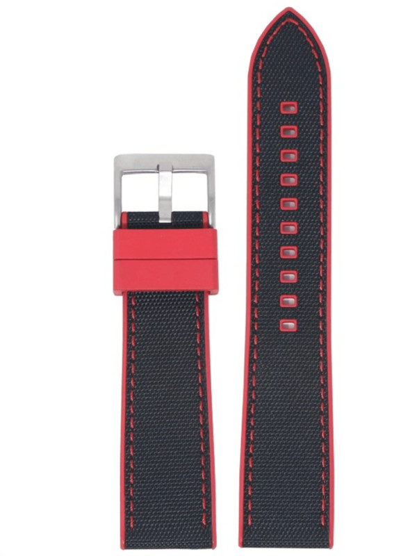 DASSARI SAILCLOTH FKM hybrid strap BLACK/RED 20mm & 22mm