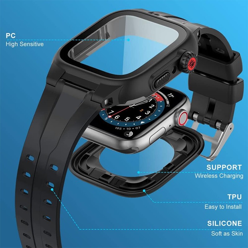 Waterproof Case With Band For Apple Watch 38/40/41/42/44/45mm &Rugged Strap IP68 gallery