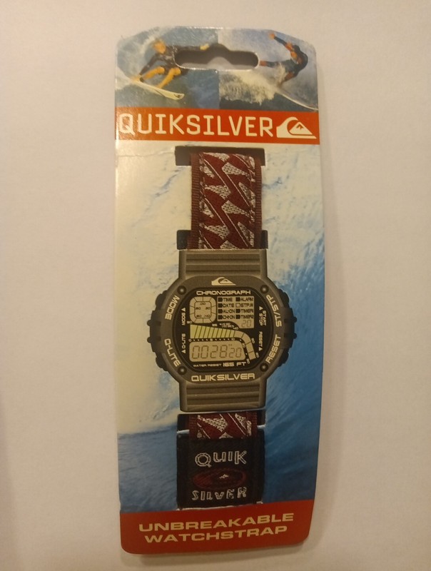 Quicksilver Nylon Burgundy Silver Hook loop fastener Sports Watchstrap Band
