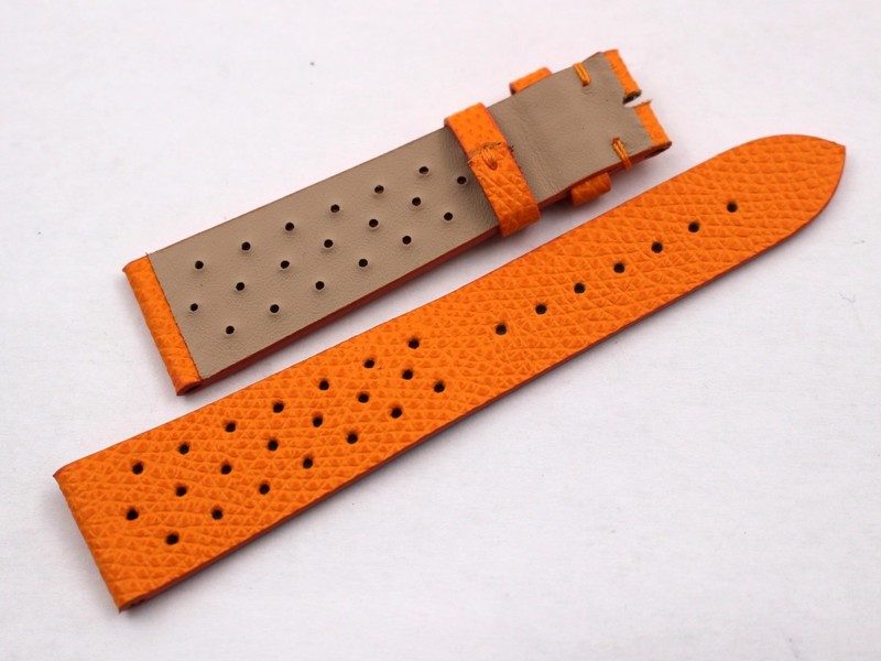 Handmade Orange Leather Racing Watch Strap Belt Various Sizes New gallery