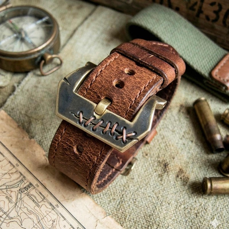 Brass Watch Band Buckle 22mm Handmade Dieselpunk Vintage Industrial Strap Buckle