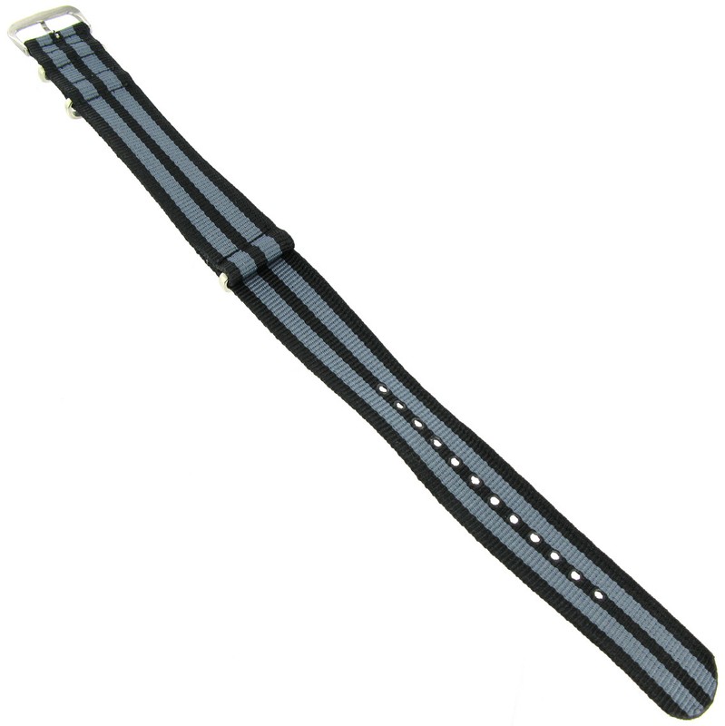22mm Milano Nylon Fabric Canvas Black and Grey Military Army Watch Band Strap gallery