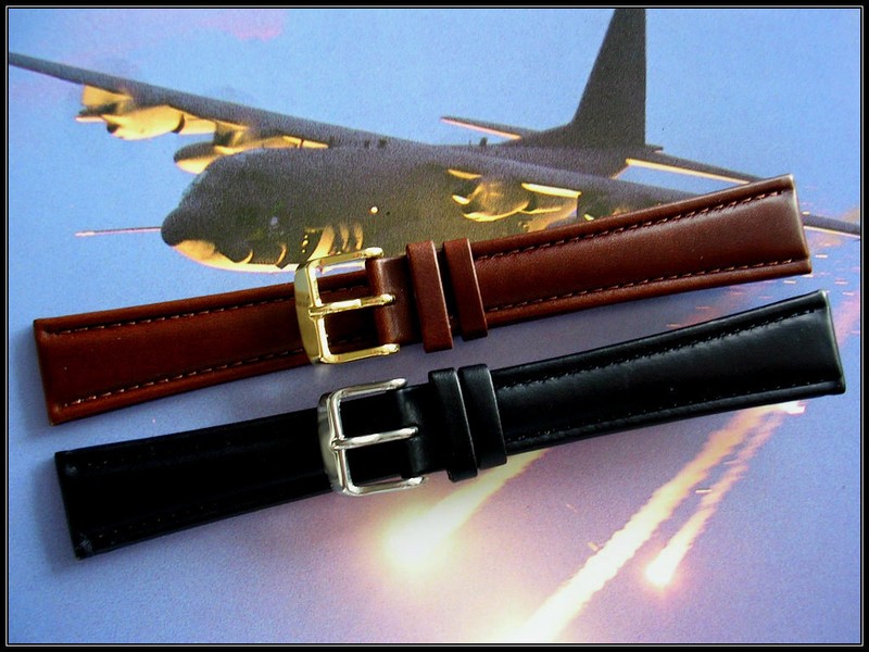 18 20 Black Brown Dress Military Chrono Leather padded watchband strap IW SUISSE