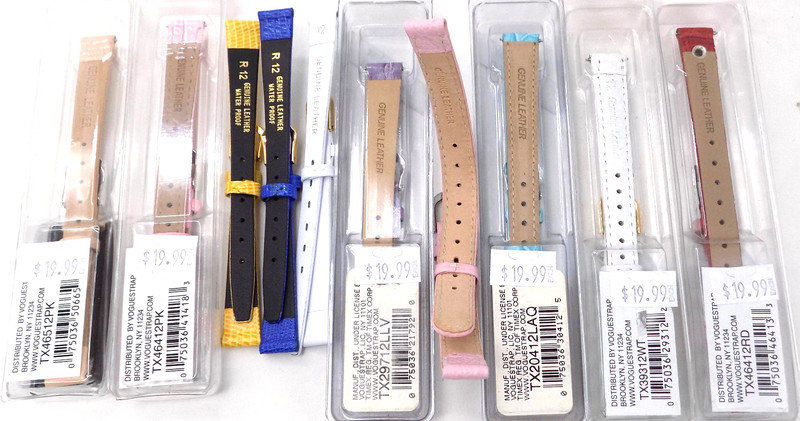 Lot of 10 New 12mm Watch Bands Leather Timex Pink Blue Yellow White Red New gallery