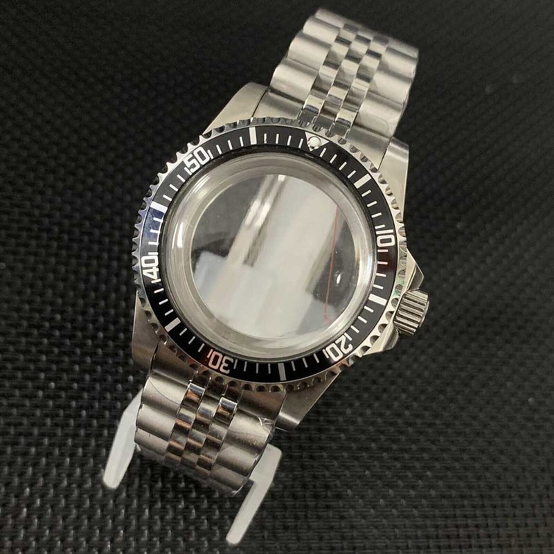 Transparent Bottom Watch Case + Watch Strap 39.5MM For NH35/NH36 Watch Movement