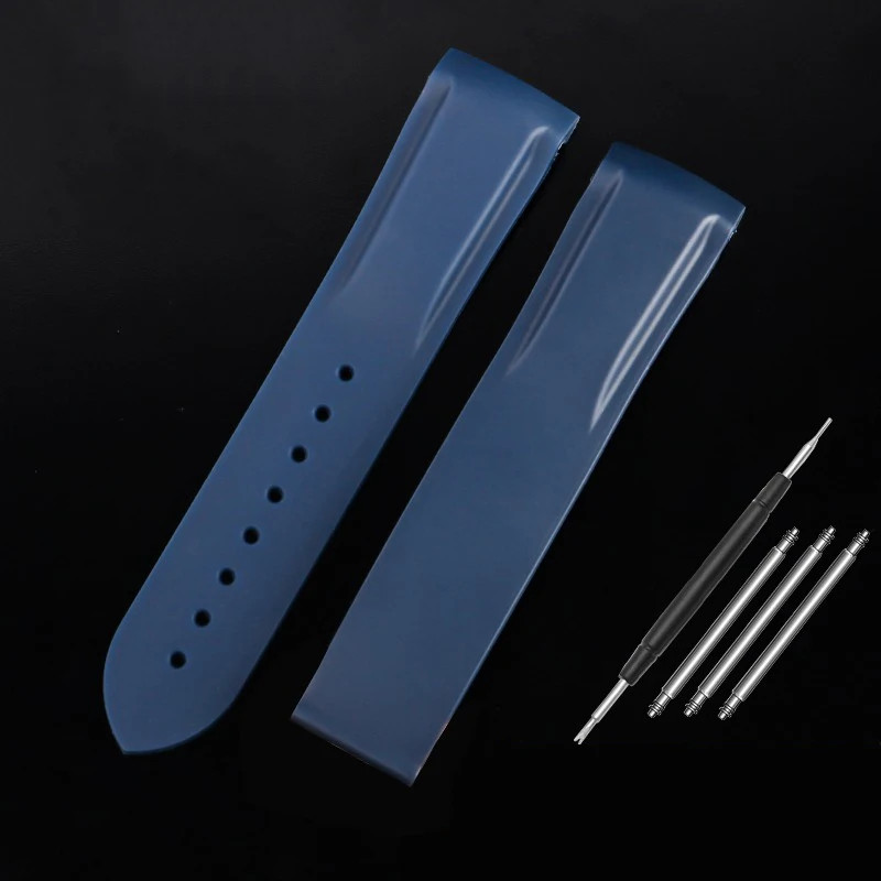 Men Silicone Rubber Watchband Fabric Nylon Curved End Waterproof Strap 20mm-22mm gallery