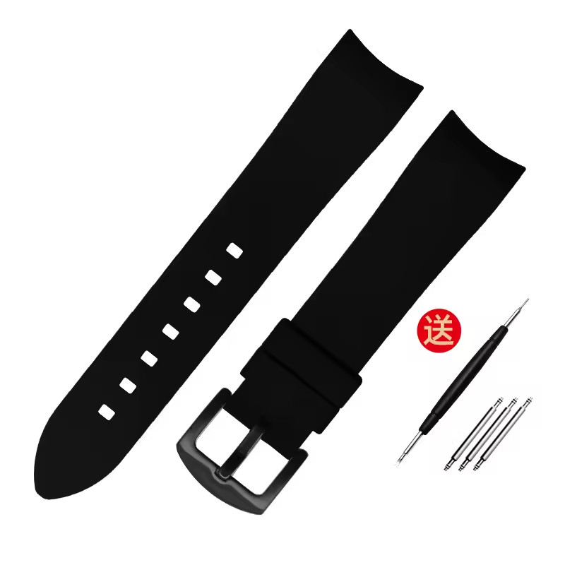 Curved End Rubber Watch Strap 18mm 19mm 20mm 21mm 22mm 24mm Waterproof Band