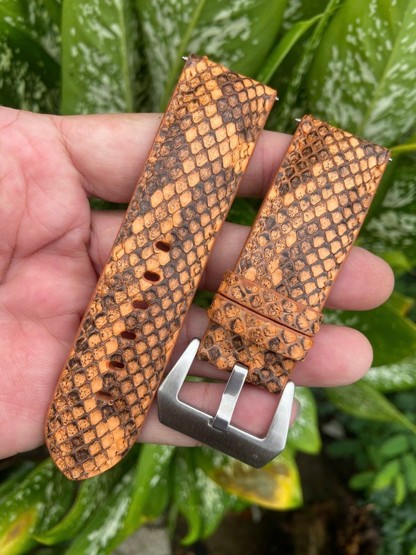 Size 22mm/20mm, Leather/Skin Snake Watch Strap Band Multi Color, Custom Strap gallery