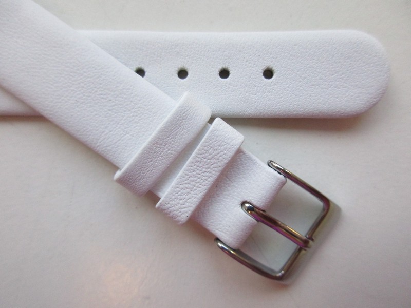White XL unstitched untapered 14 MM leather watch band strap gallery