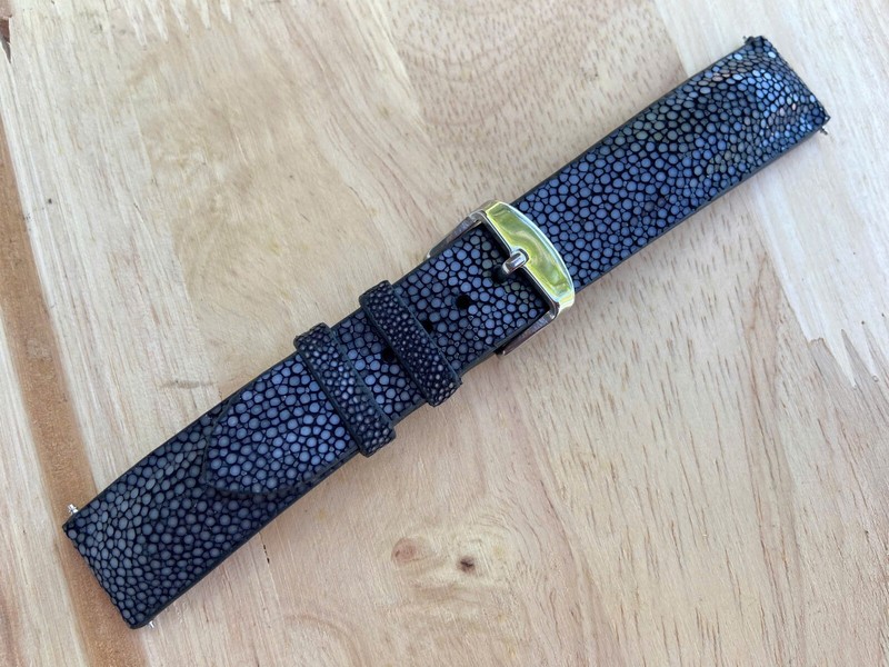 Black Stingray Leather Watch Strap Band, Size 18mm 19m 20mm 21mm 22mm 24mm 26mm gallery
