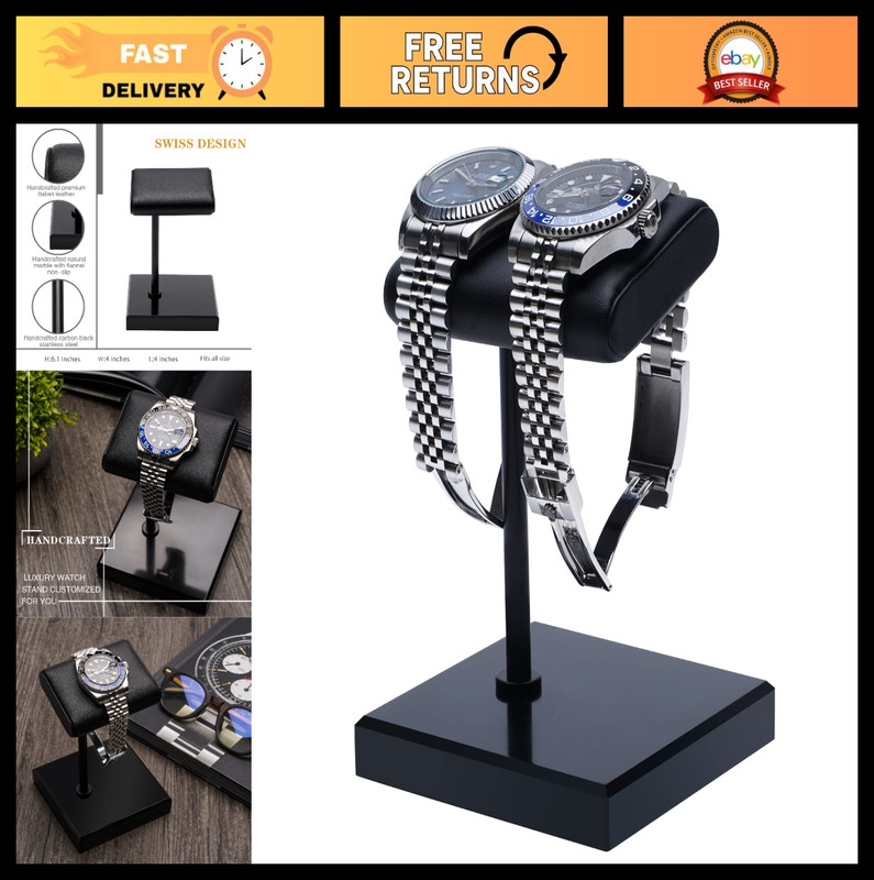 Premium Leather & Marble Watch Stand | Universal Watch Display Holder | Organize