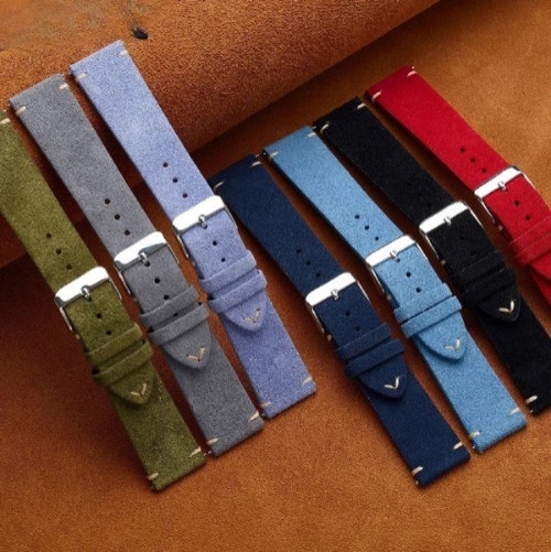 Suede Leather Vintage Watch Band Quick Release 18 19 20 21 22mm Wrist Strap