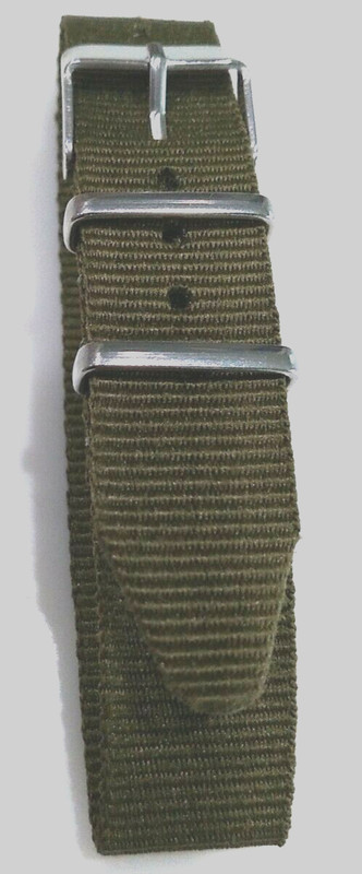 10 5/8" Long 18mm Nylon Solid Army Green Easy Pass Thru Watch Band One Piece gallery