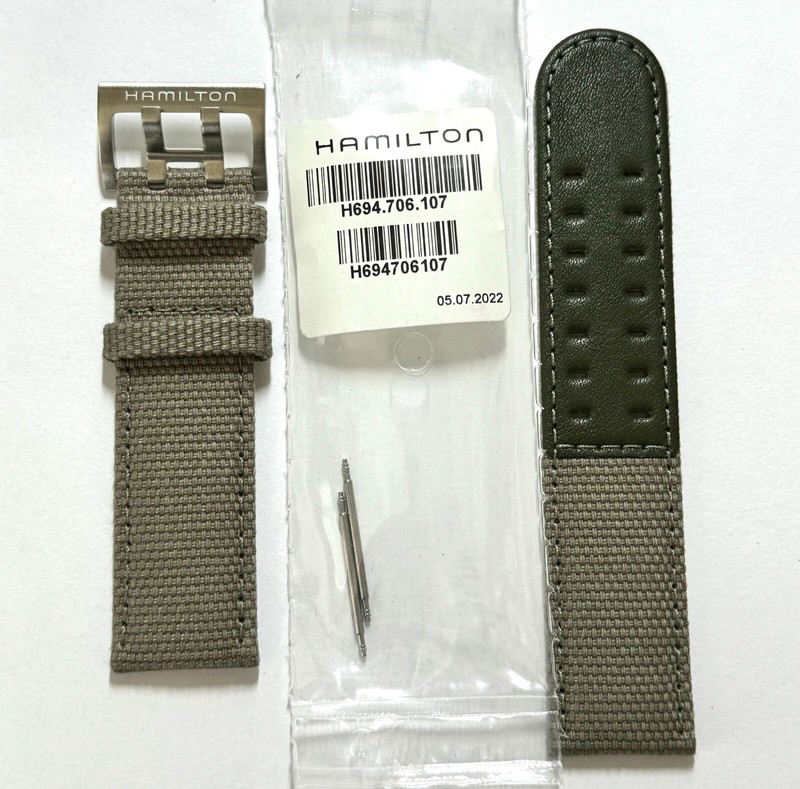 Original Hamilton Khaki 22mm GREEN / BEIGE Leather Canvas Watch Band Strap