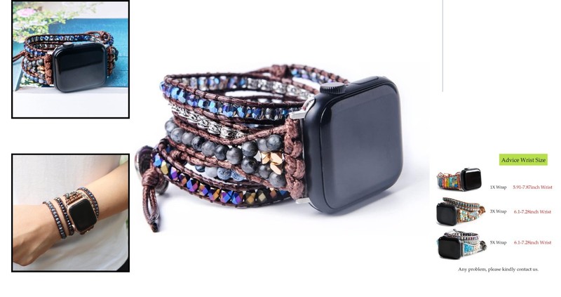 Handmade Natural Stone Bead Bracelet for iWatch Band - Adjustable Bohemian Charm gallery
