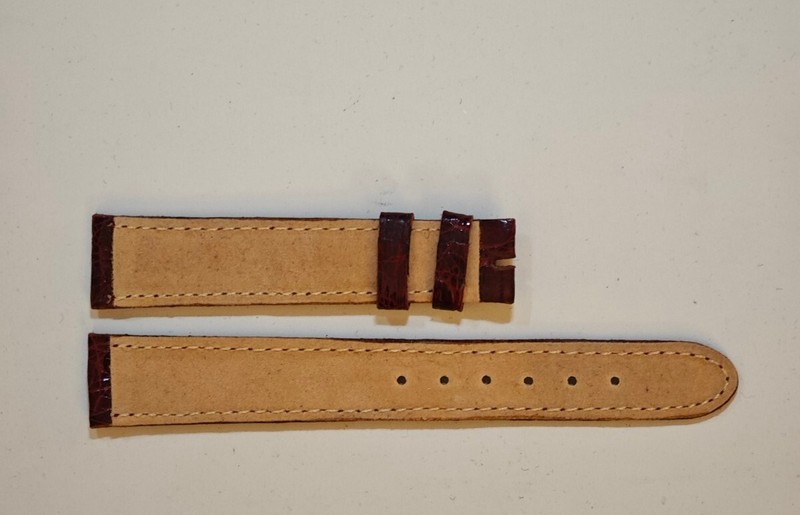 Vintage 18mm Regular Thin Burgundy Brown Crocodile ? Strap Suits Patek 16x14 gallery