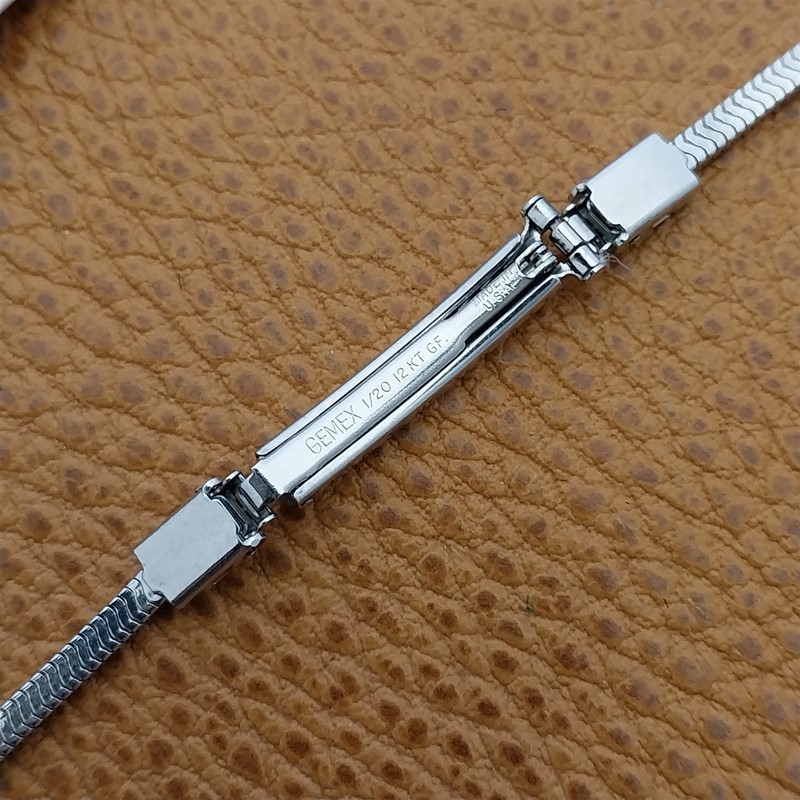 White Gold-Filled Gemex Unused 1940s Vintage Cocktail Watch Band gallery