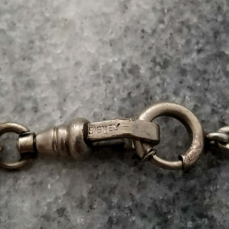 Vintage Bigney Silver Tone Watch Chain Dog Clip Spring Ring, 12 1/2 Inches Long gallery
