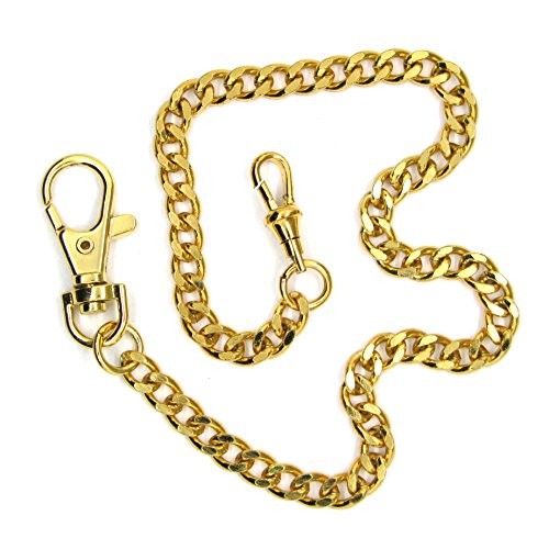 Pocket Watch Chain – Albert Chain – Gold Color – High Polish Brass Curb Link