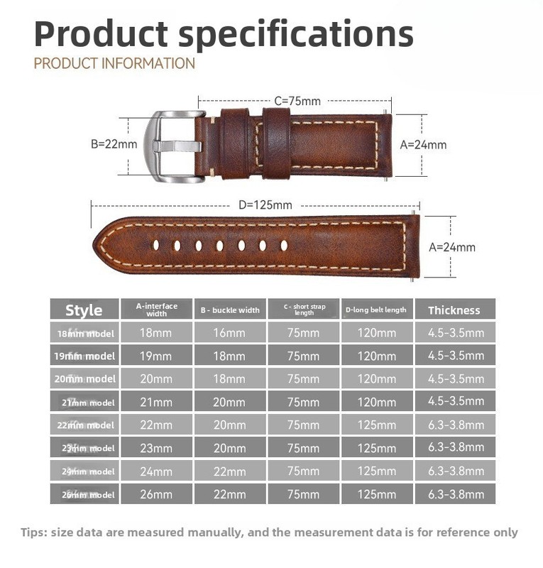 Vintage oil waxed soft genuine leather quick release watch band strap 18mm-26mm gallery