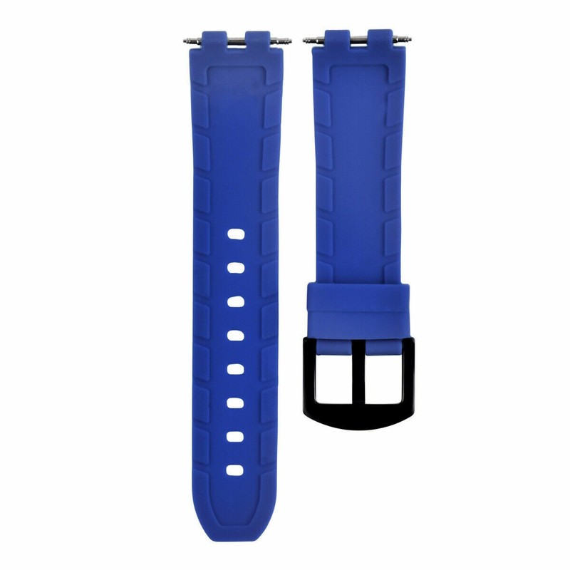 SILICONE RUBBER WATCH BAND STRAP FOR PEBBLE WATCH PVD BLACK BUCKLE BLUE gallery