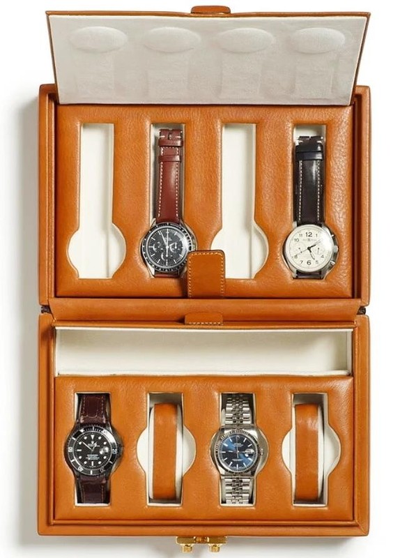 $2850 New Ghurka Timekeeper No. 213 Watch Box in Chestnut Leather, Made in Italy gallery