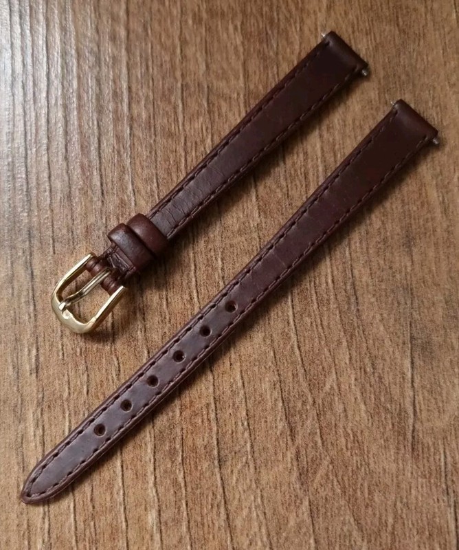 10mm VINTAGE APOLLO CALF LEATHER BROWN WATCH STRAP NUBUCK LINED GOLD BUCKLE, NOS