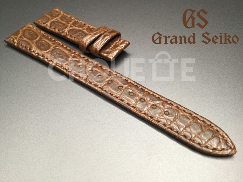 OEM Grand Seiko 44GS SBGW293 / 9S64-00X0 18mm Crocodile Brown Leather Strap Band