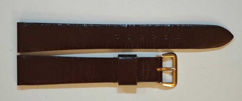 Vintage ELGIN 16mm R Dark Brown Leather Strap 16×13