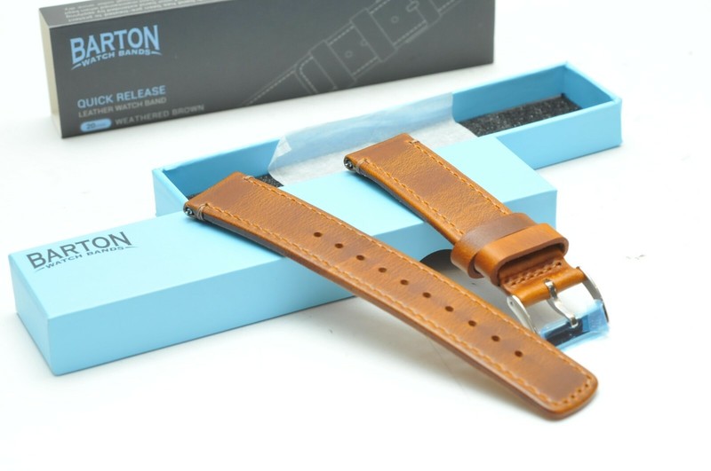 Barton Quick Release - Top Grain Leather Watch Band Strap 20mm Caramel Tan
