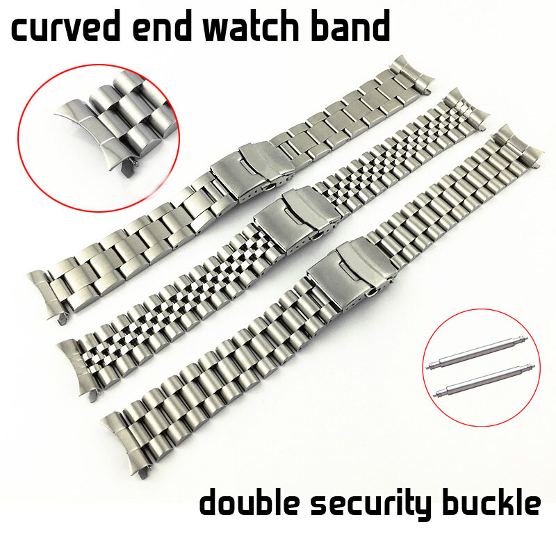 18-20mm 21mm 22mm Curved Ends Stainless Steel Watch Strap 23-30mm Metal Bracelet