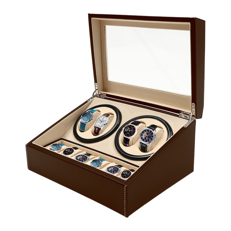 4+6 Automatic Watch Winder Watch Display Box Luxury Storage Case Self-winding gallery