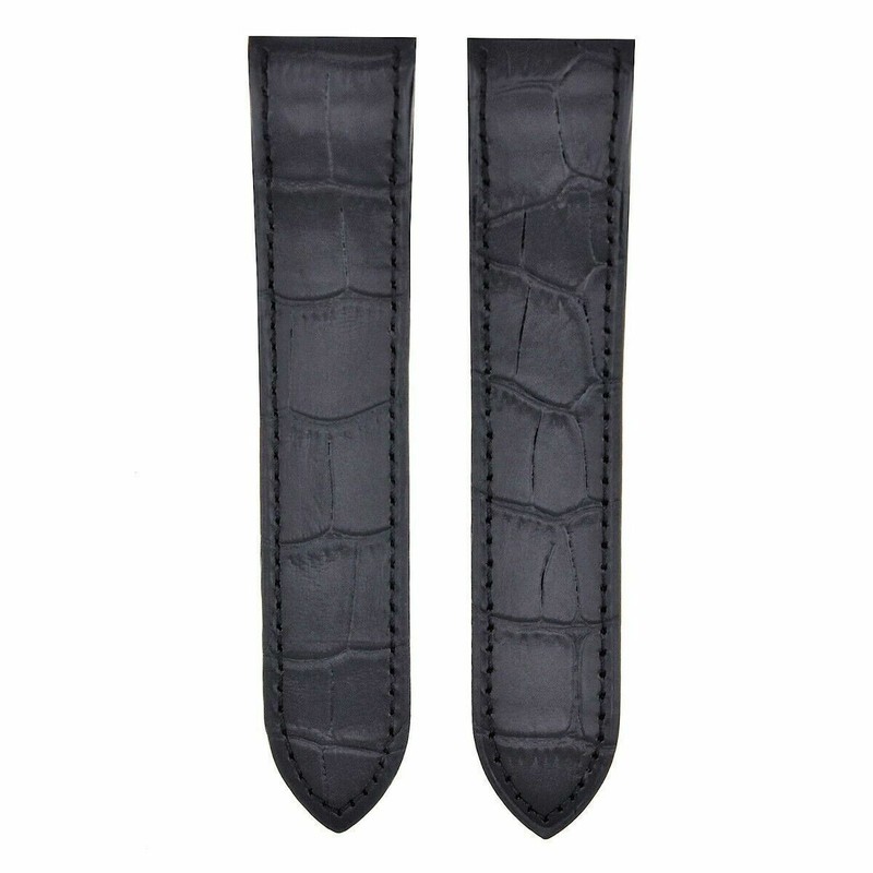 20MM REPLACEMENT LEATHER STRAP BAND FOR 32MM CARTIER SANTOS 100 2878 MEDIUM BLAK