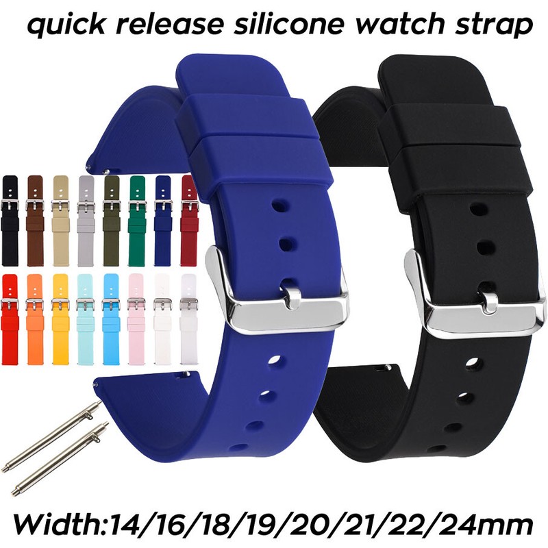 14mm 16 18 19 20mm Rubber Watch Band 21mm 22mm 24mm Soft Rubber Waterproof Strap