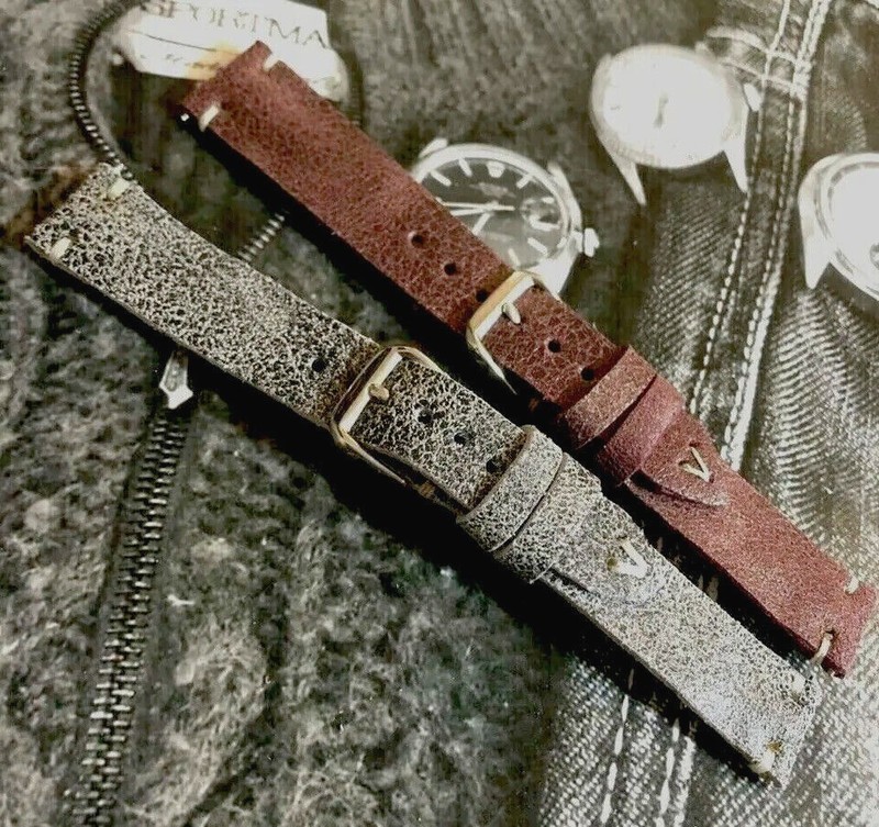 Italian Vintage Genuine Leather watch strap H/Made 16 18 19 20 22mm Patina Brown