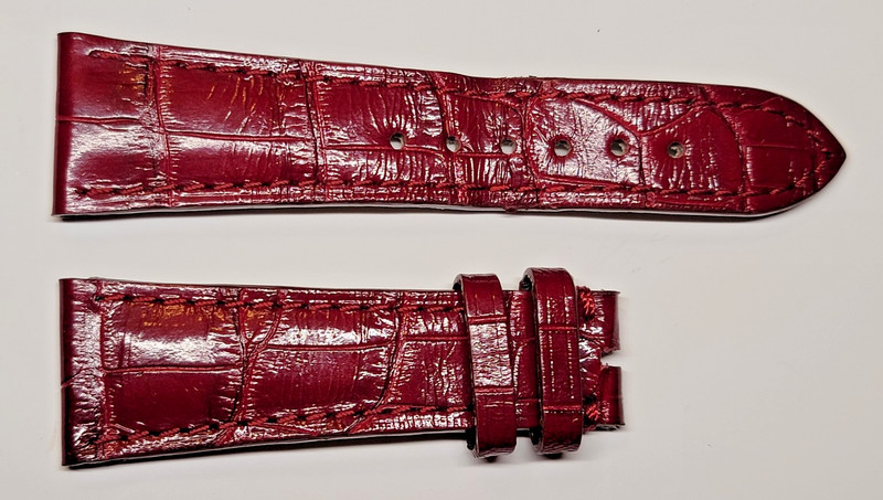 Authentic Jean Rousseau Paris Maroon Alligator Watch Strap 19/14mm, 58+85mm