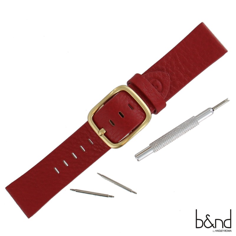 B&ND Hadley Roma BND200 Mode 22mm Red Genuine Leather Strap Fits Smart Watch
