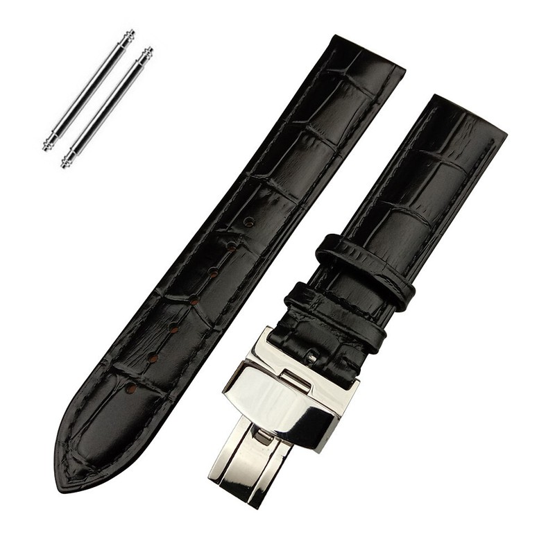 Genuine Leather Watch Strap Band Deployment Clasp 14 16 18 19 20 21 22 23 24mm