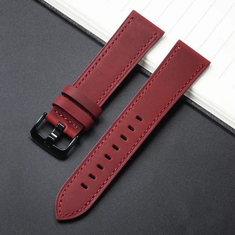 Vintage Crazy Horse Brushed Leather Watch Band strap 18 20 22 24mm universal gallery