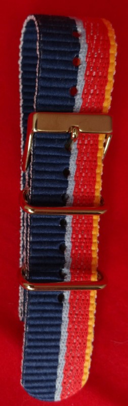 New LONG Timex TW 7C22300 GZ ONE PIECE Nylon 20mm Watch Band Blue Red Orange gallery