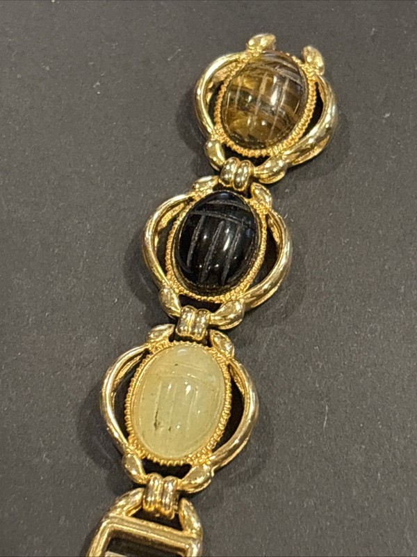 C41 VTG Genuine Stone Carved Gem Scarab Band For Replacement For Watch As Is gallery