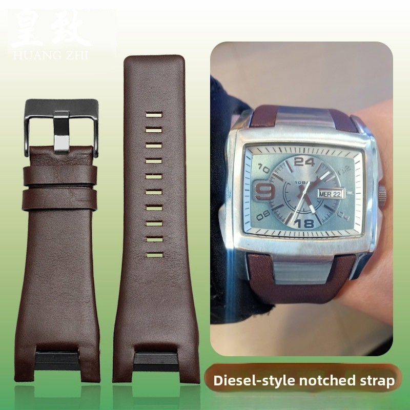Quality Large Genuine Leather Watch Straps Mens 32mm for Diesel DZ4246 1273 1216 gallery