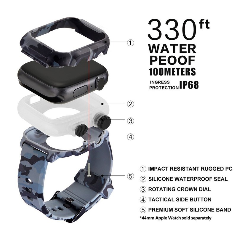 Waterproof Case with iWatch Band Strap For Apple Watch Series 8 7 6 5 4 3 2 1 SE gallery