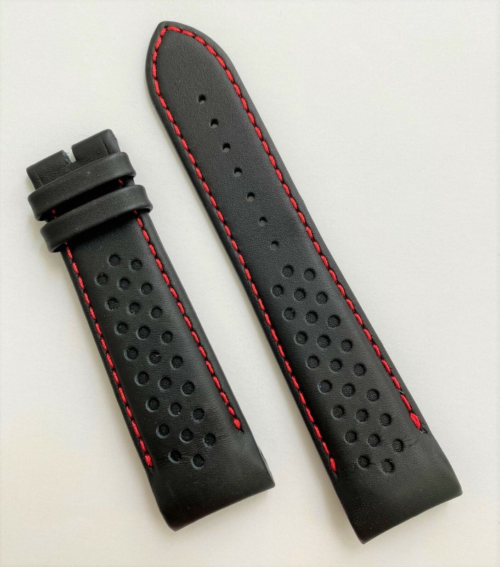 Original MIDO Multifort 23mm M025627A Black / Red Leather Watch Band Strap